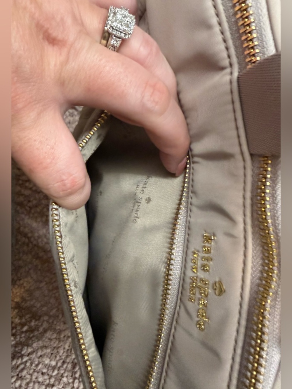 Kate Spade Greige Quilted Backpack - Picture 3 of 15